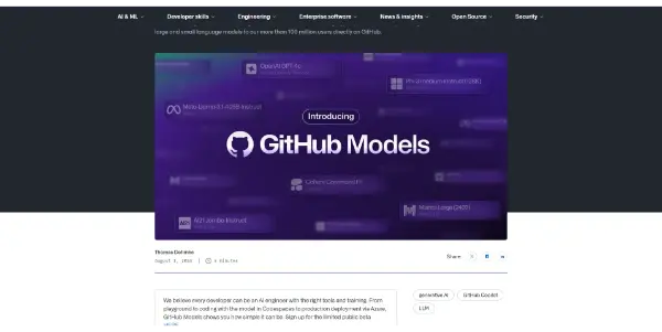 Screenshot of GitHub Models