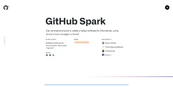 Screenshot of GitHub Spark