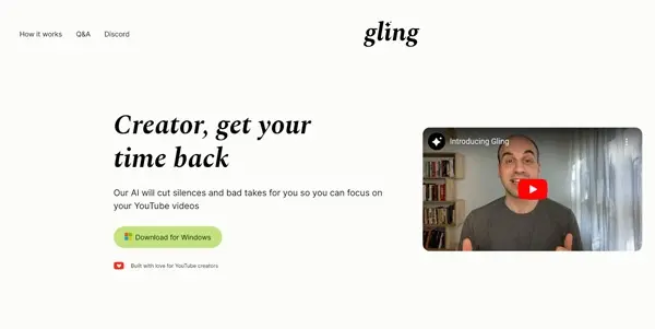 Screenshot of Gling AI