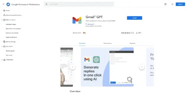 Screenshot of Gmail GPT