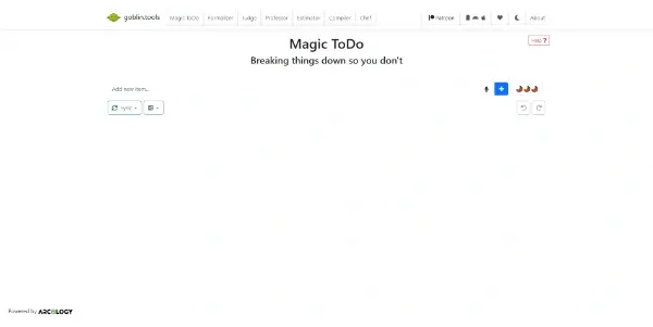 Screenshot of Goblin Tools