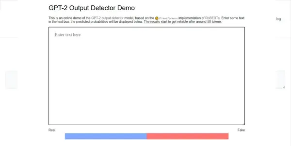 Screenshot of GPT-2 Output Detector