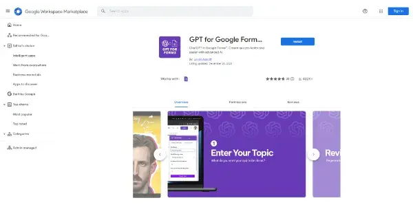 Screenshot of GPT For Google Forms