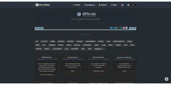 Screenshot of GPTs list