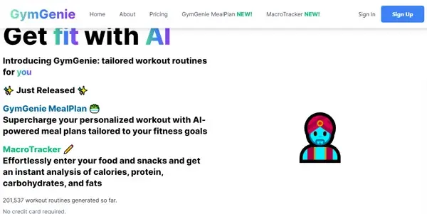 Screenshot of GymGenie
