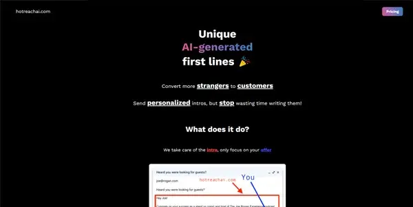 Screenshot of Hot Reach AI