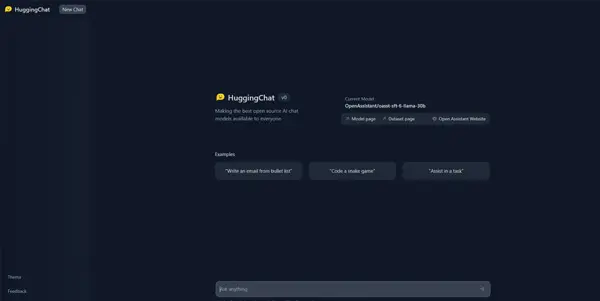 Screenshot of HuggingChat