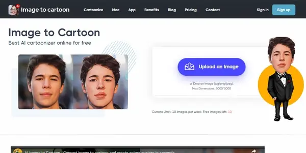 Screenshot of Imagetocartoon