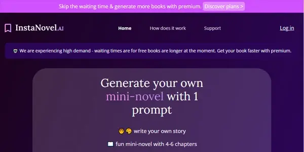 Screenshot of InstaNovel AI