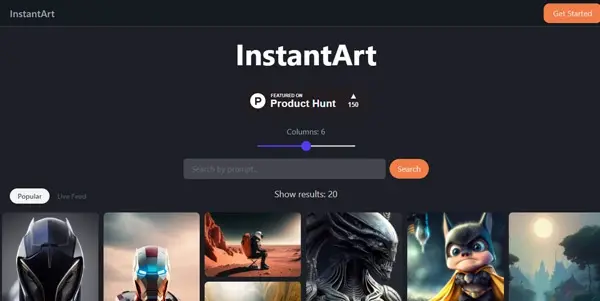 Screenshot of InstantArt IO