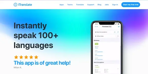Screenshot of iTranslate