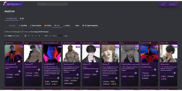 Screenshot of JanitorAI
