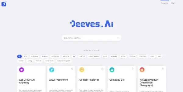 Screenshot of Jeeves.Ai