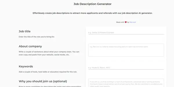 Screenshot of Job Description Generator