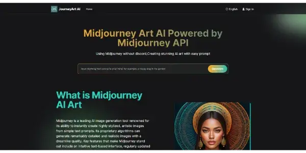 Screenshot of JourneyArt AI