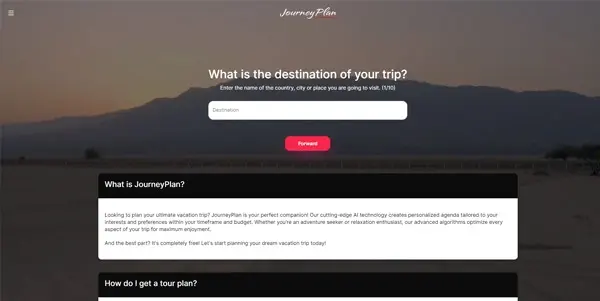 Screenshot of JourneyPlan