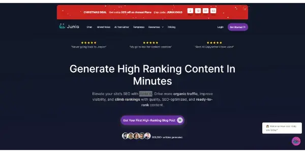 Screenshot of Junia AI