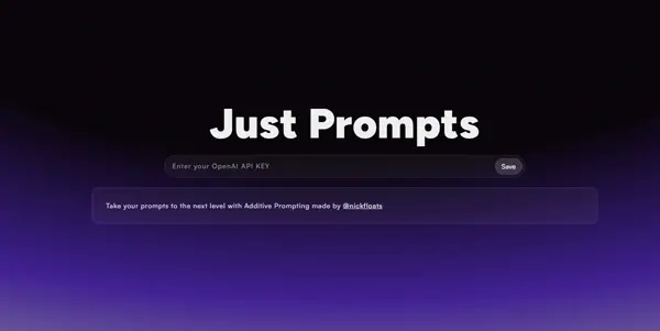 Screenshot of Just Prompts