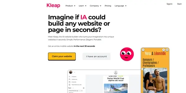 Screenshot of Kleap