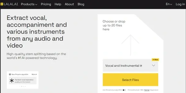 Screenshot of LALAL.AI