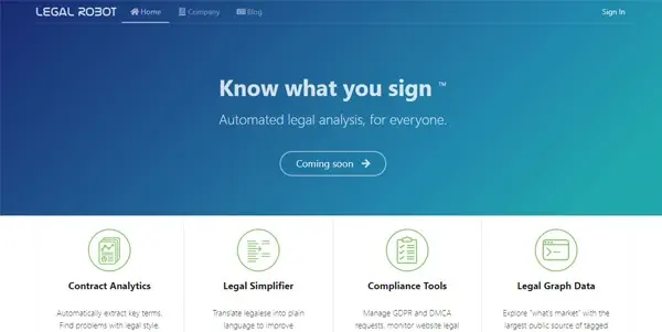 Screenshot of Legal Robot