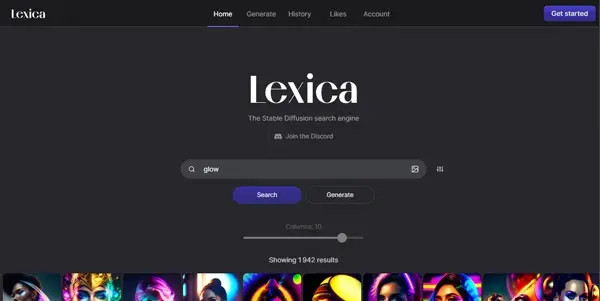 Screenshot of Lexica.art
