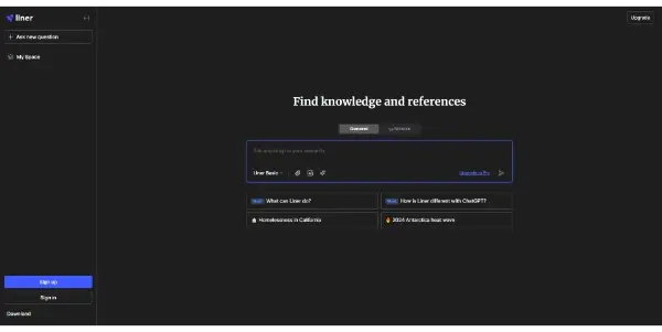 Screenshot of Liner AI