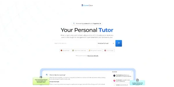 Screenshot of Llama Tutor