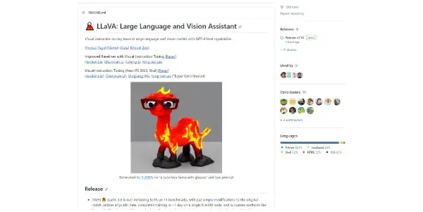 Screenshot of LLaVA