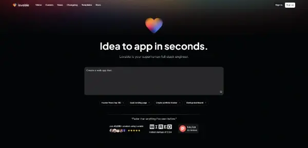 Screenshot of Lovable