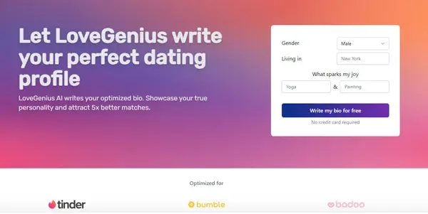 Screenshot of LoveGenius