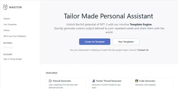 Screenshot of Maester App