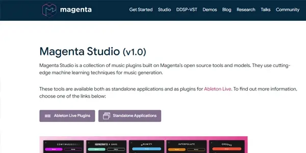 Screenshot of Magenta Studio
