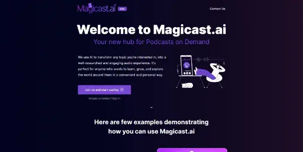 Screenshot of Magicast.ai