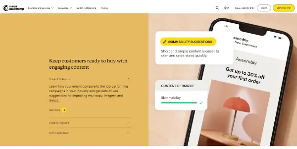 Screenshot of Mailchimp