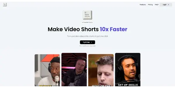 Screenshot of MakeShorts AI