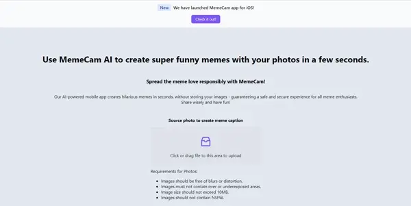 Screenshot of MemeCam AI