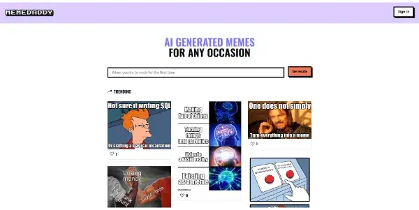 Screenshot of MemeDaddy
