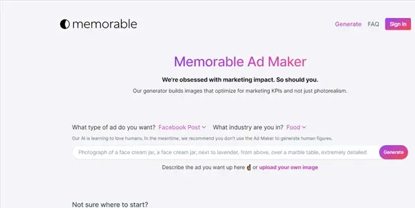 Screenshot of Memorable Ad Maker
