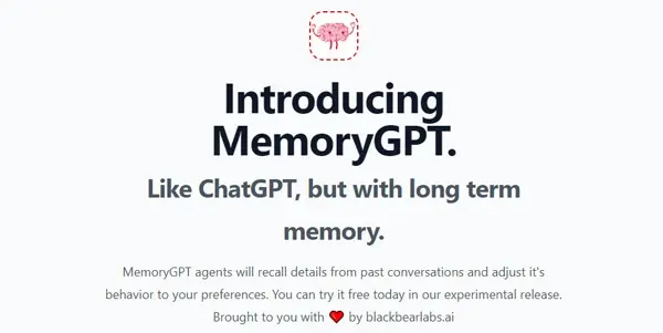 Screenshot of MemoryGPT