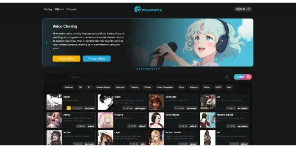 Screenshot of Moemate