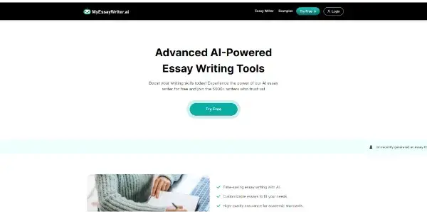 Screenshot of MyEssayWriterAI