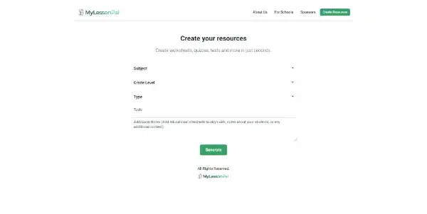 Screenshot of MyLessonPal