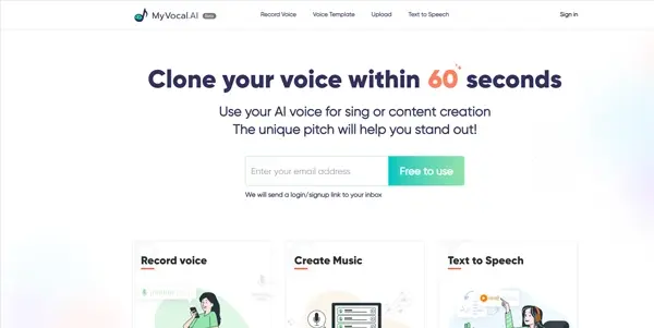 Screenshot of MyVocal AI