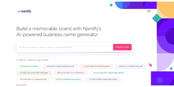 Screenshot of Namify AI
