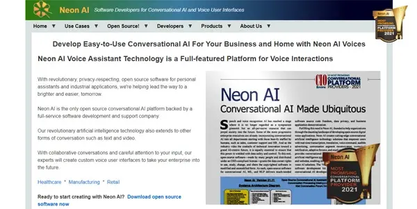 Screenshot of Neon AI