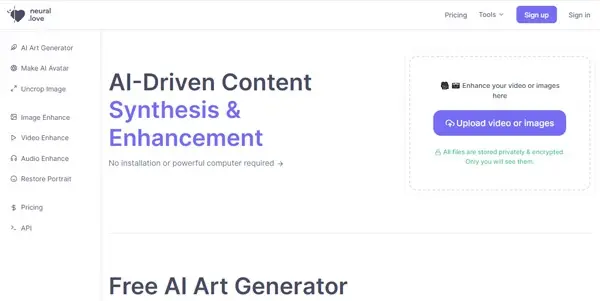 Screenshot of Neural.love