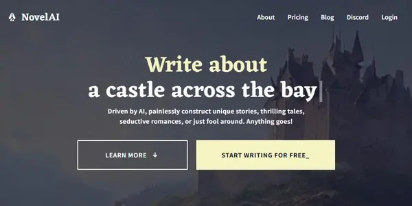 Screenshot of NovelAI