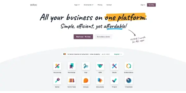 Screenshot of Odoo
