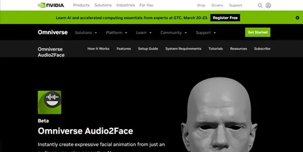 Screenshot of Omniverse Audio2Face